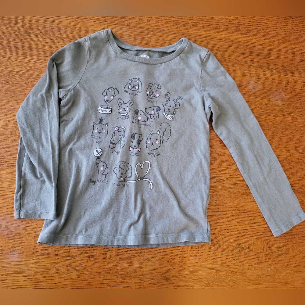 'Astrology puppy sign' graphic long sleeve tee